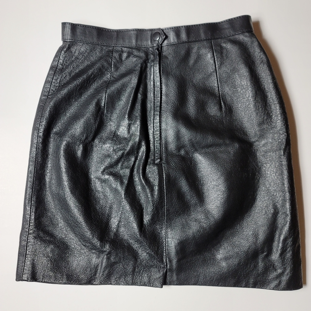 VTG Genuine Leather Mini Skirt, Size Small Biker Moto 90s Vintage - Picture 4 of 9